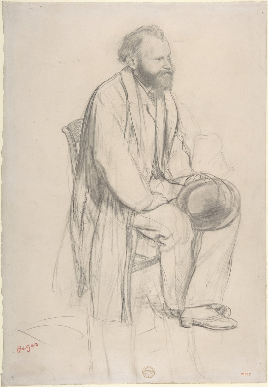 Édouard Manet, siddende, holdende sin hat af Edgar Degas