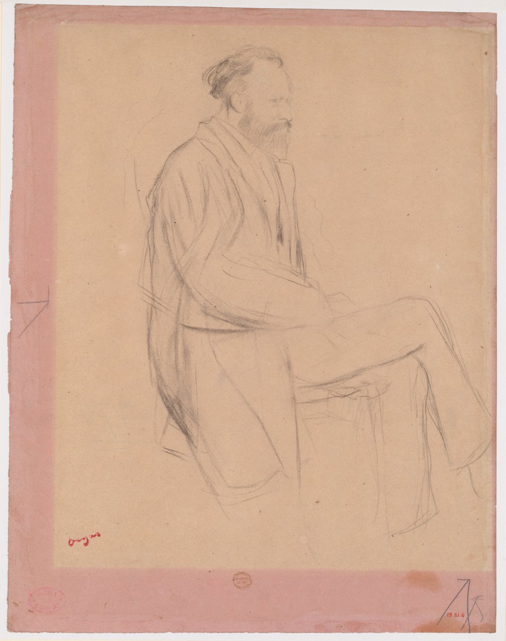 Édouard Manet, Siddende, højre profil af Edgar Degas