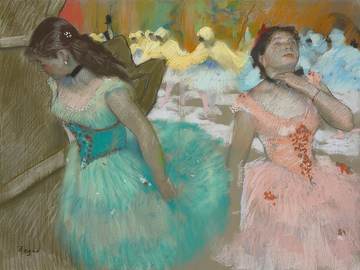 Indgang af de maskerede dansere. Omkring 1879 af Edgar Degas