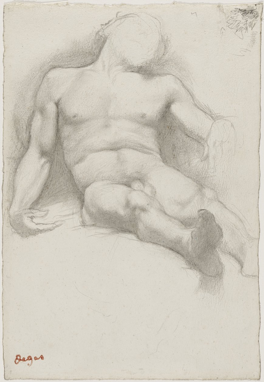 Studie - liggende nøgen mand af Edgar Degas