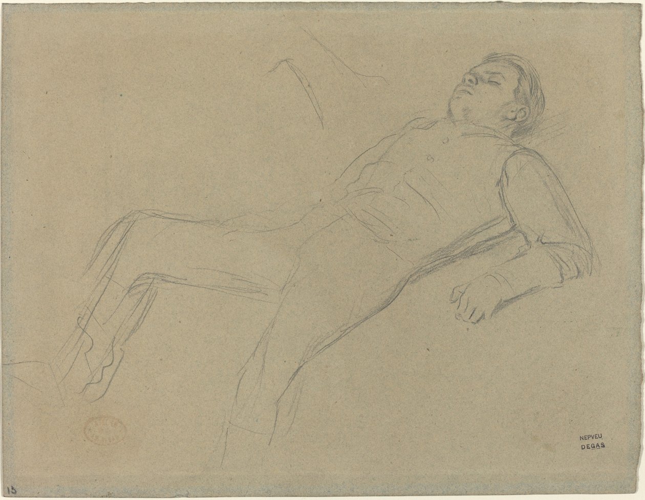 Fallen Jockey-studie til Scene from the Steeplechase: The Fallen Jockey, ca. 1866. af Edgar Degas