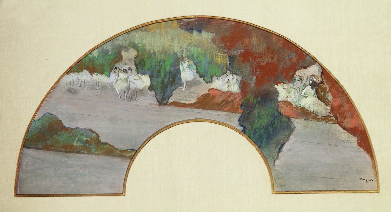 Fan, ca. 1879 (gouache og pastel på silke) af Edgar Degas
