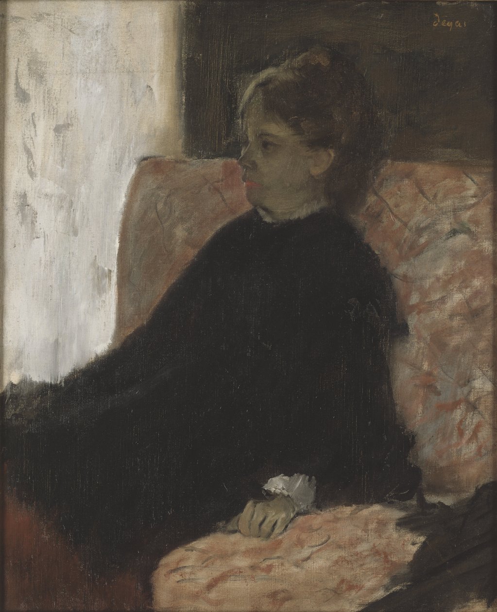 Femme en noir - Lady in Black, af Degas, Edgar (1834-1917). Olie på lærred. Mål: 60x51 cm. Nationalmuseum Stockholm af Edgar Degas