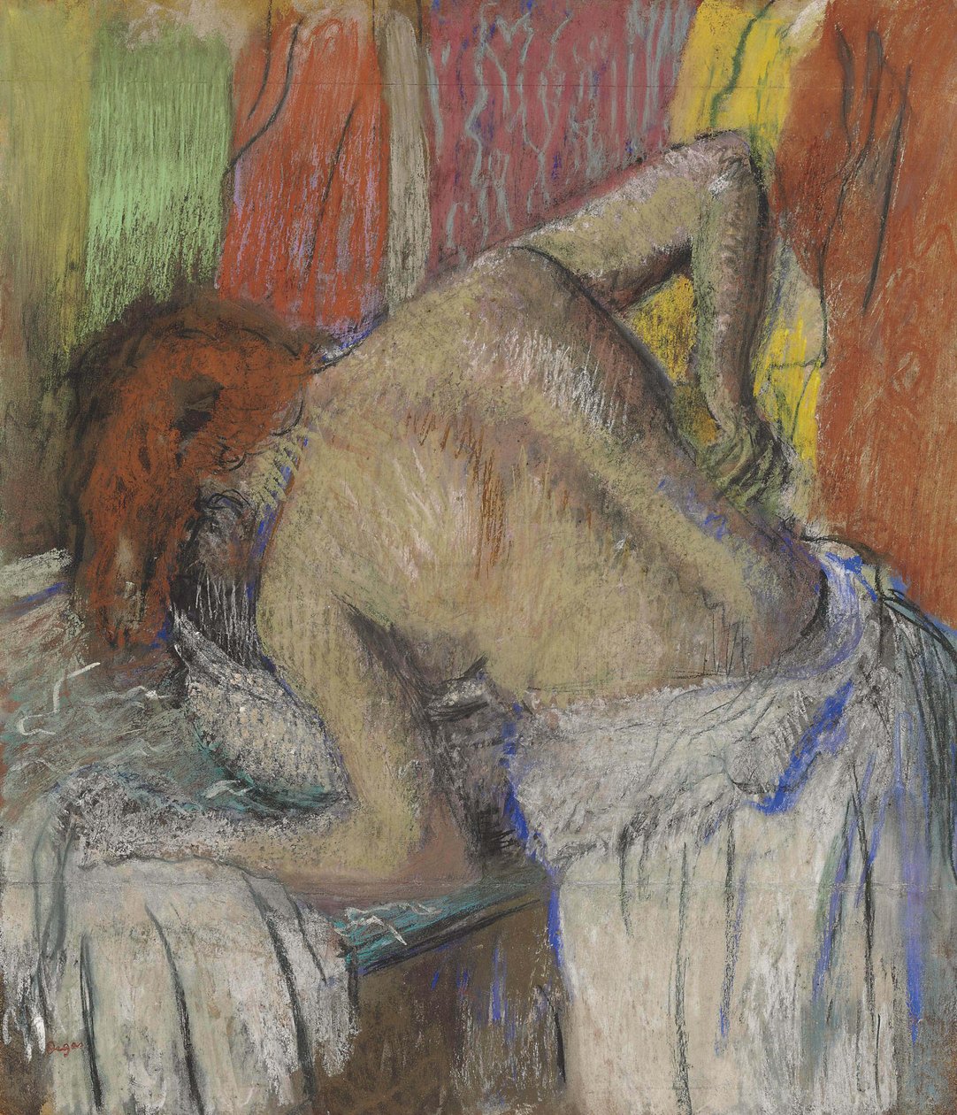 Kvinde tørrer ryggen, ca. 1895. af Edgar Degas