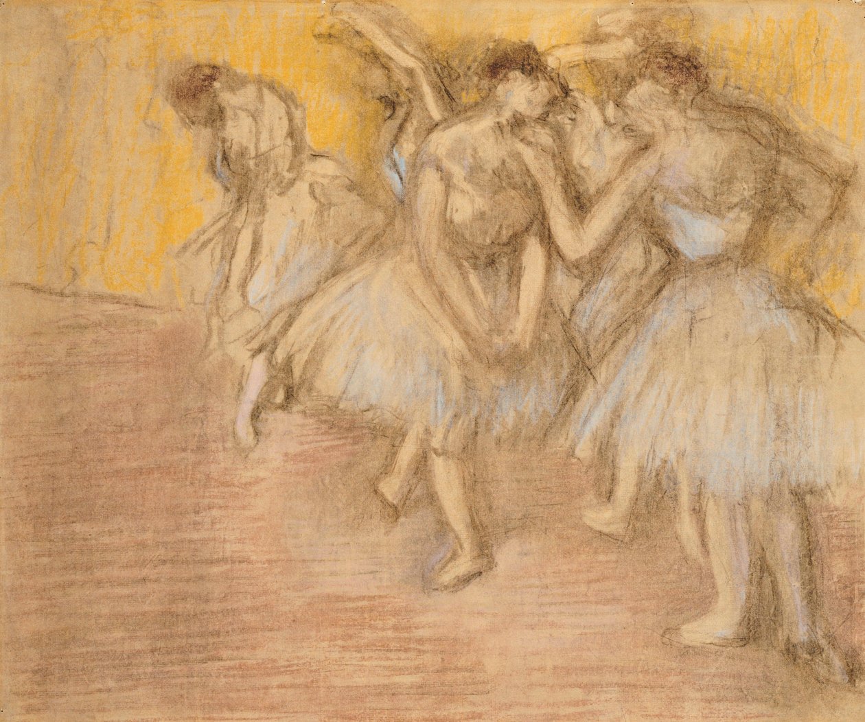 Fem dansere på scenen, ca. 1906-08 af Edgar Degas
