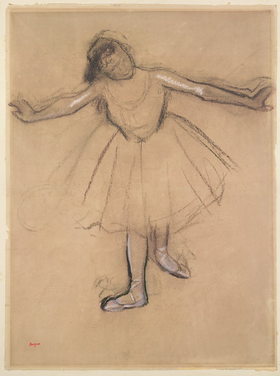 Dancer forfra, ca. 1877 (kul og pastel på papir) af Edgar Degas