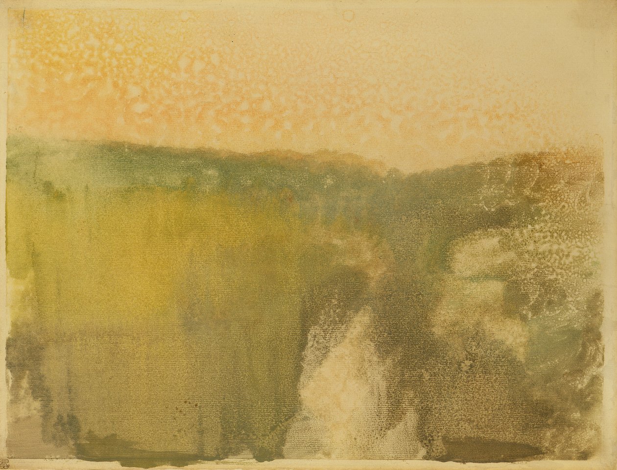 Grønt landskab, ca. 1890 (monotype på papir) af Edgar Degas