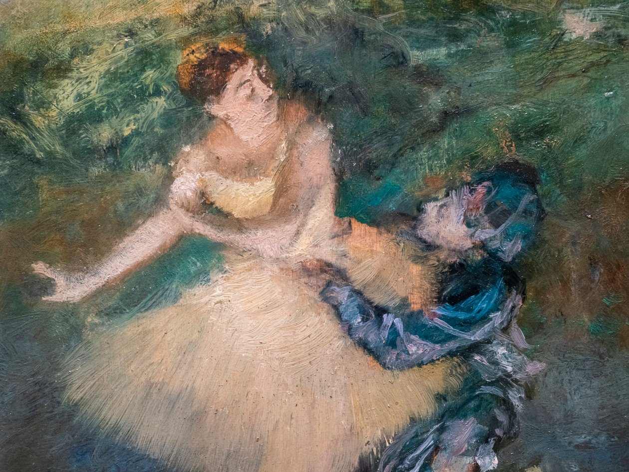Harlekin og Colombine (detalje). Omkring 1895. Olie på træ. af Edgar Degas