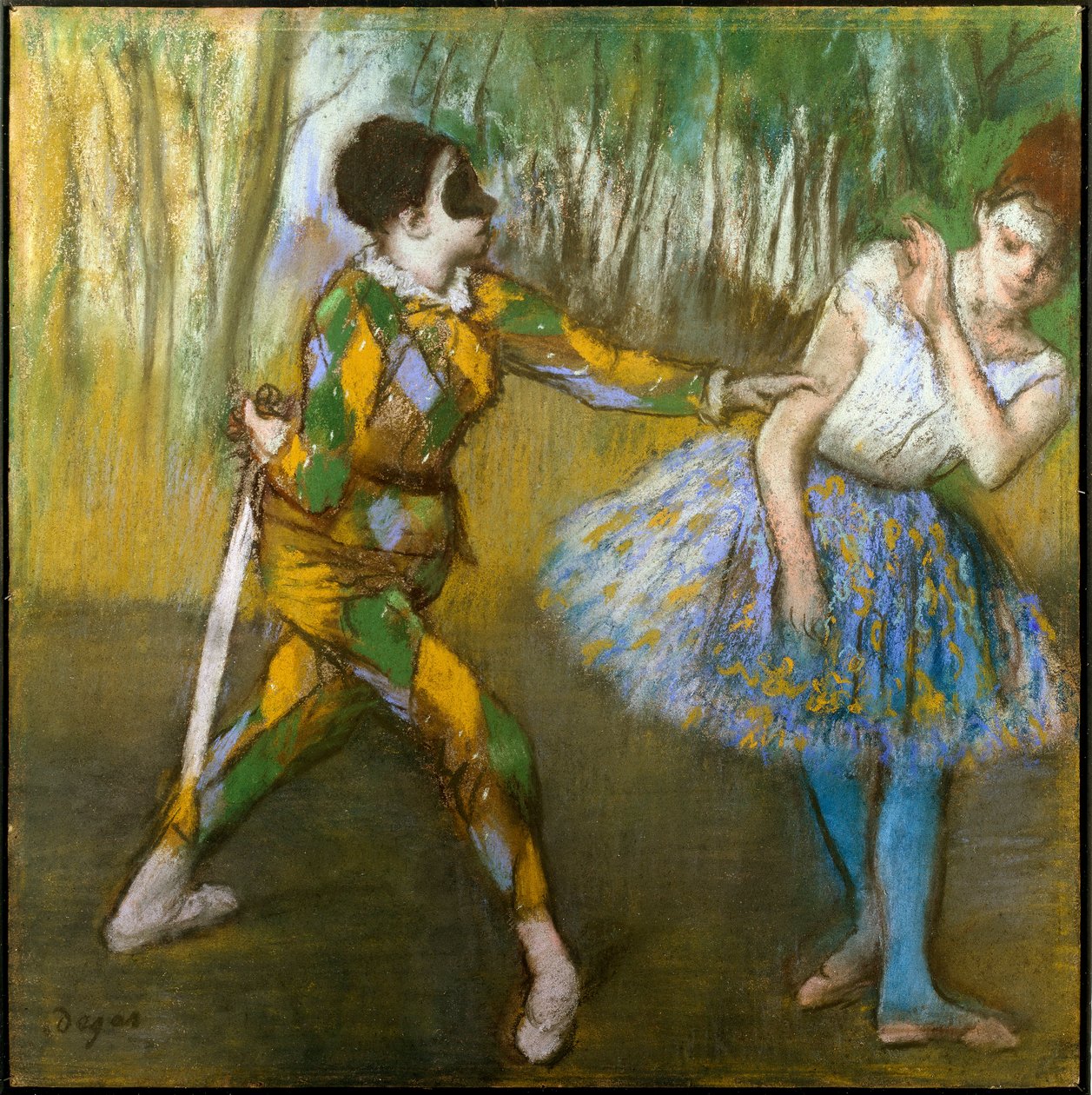 Harlekin og Colombine. Maleri af Edgar Degas (1834-1917) af Edgar Degas
