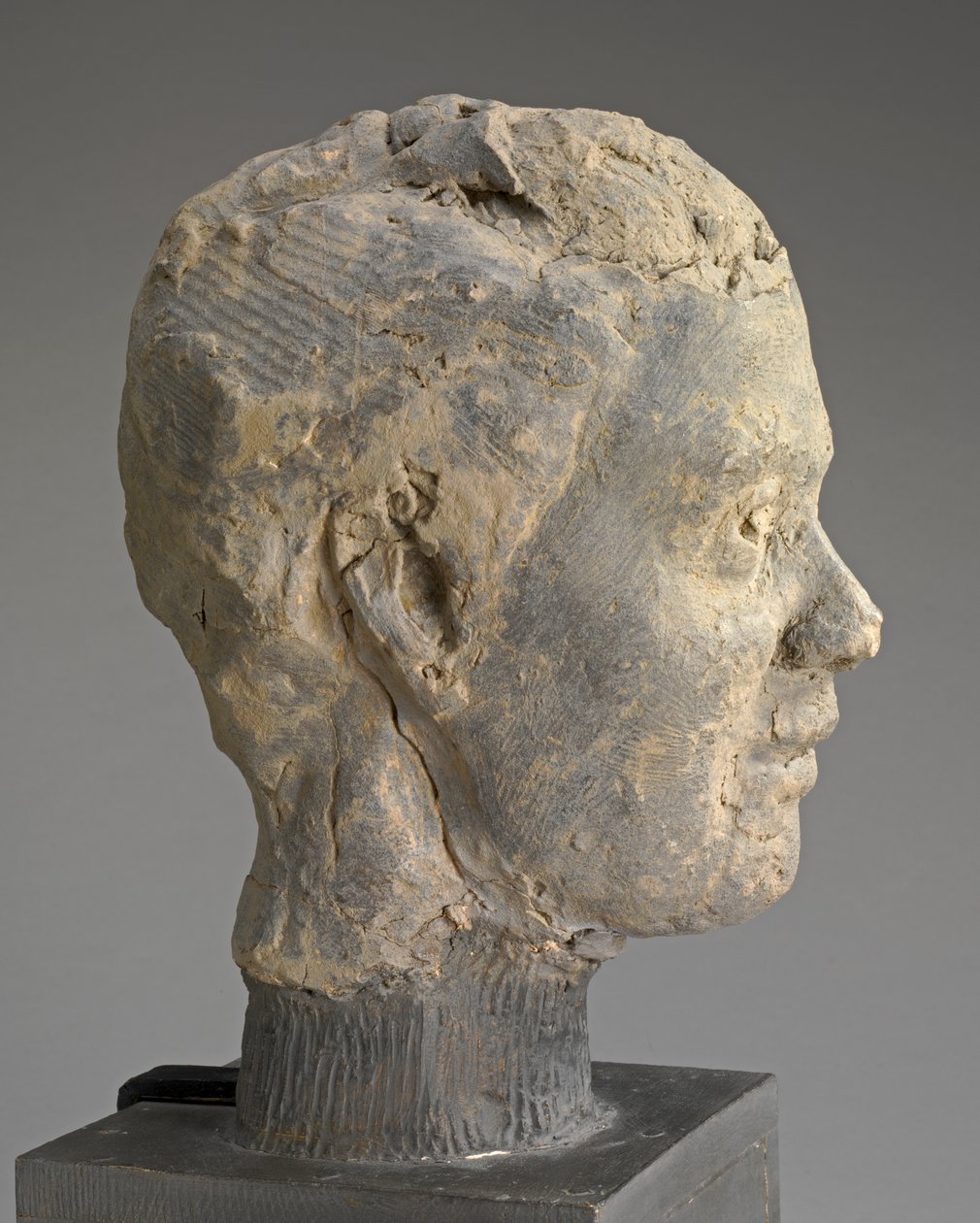 Hoved, Study for a Portrait of Mme Salle, ca. 1892 (ler, metalarmatur, på træfod) af Edgar Degas