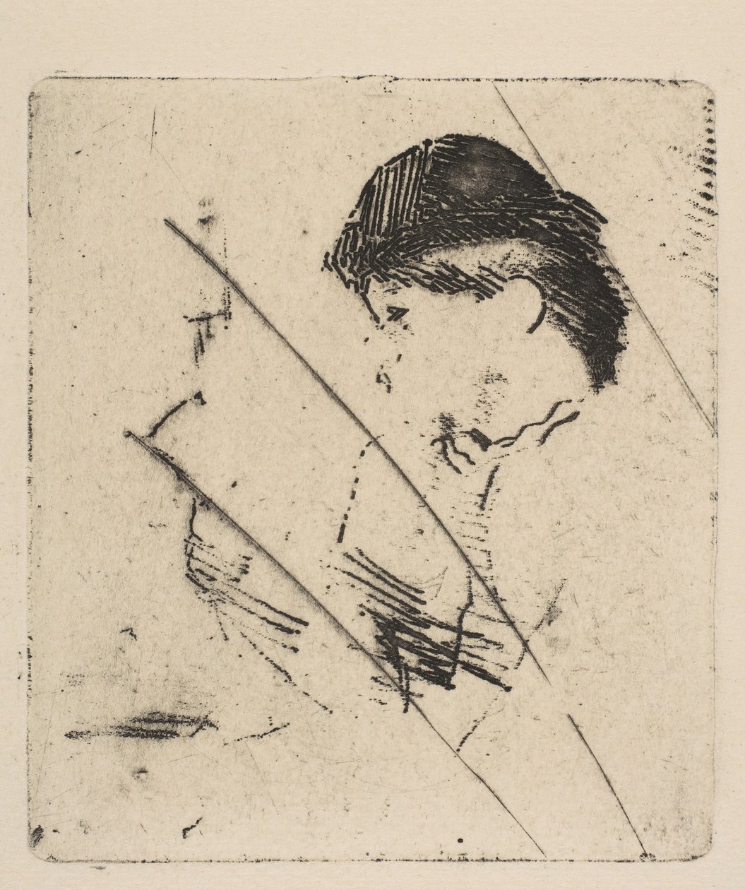 Hoved og skuldre af en ung kvinde i profil I, ca. 1879. af Edgar Degas