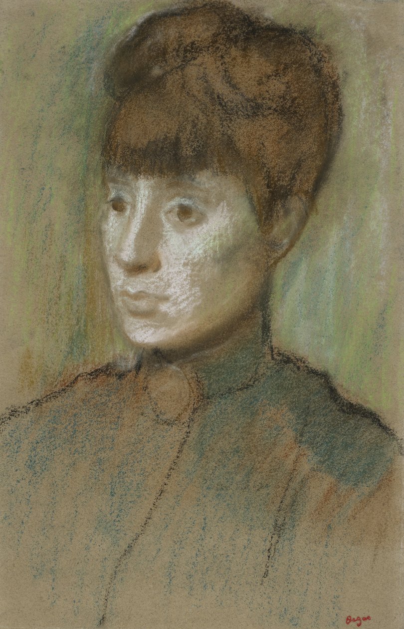 Head of a Woman, 1884 (pastel på vævet papir) af Edgar Degas