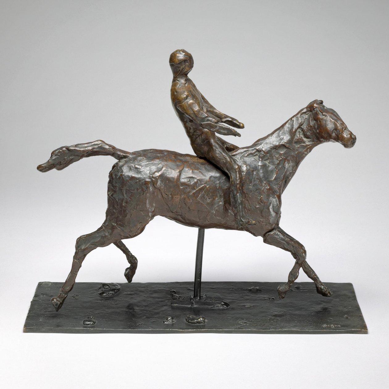 Hest med jockey, hest galoperende, dreje hovedet til højre, fødder rører ikke jorden... af Edgar Degas