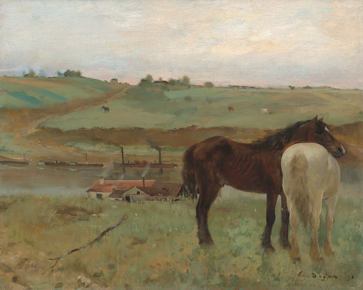 Heste på en eng, 1871 af Edgar Degas