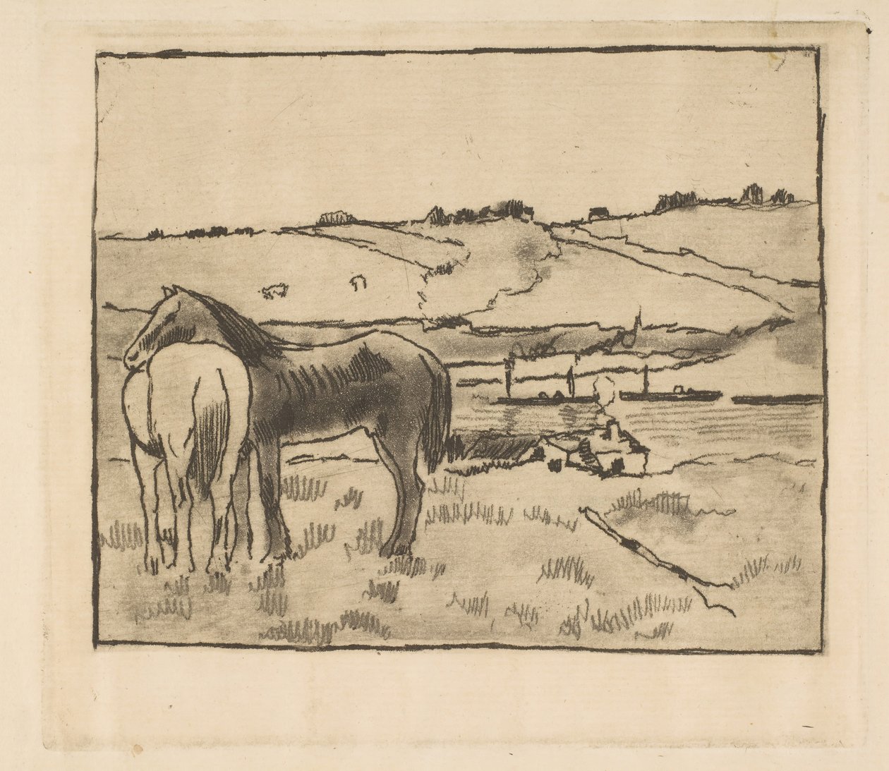 Heste i Engen, 1891-92. af Edgar Degas