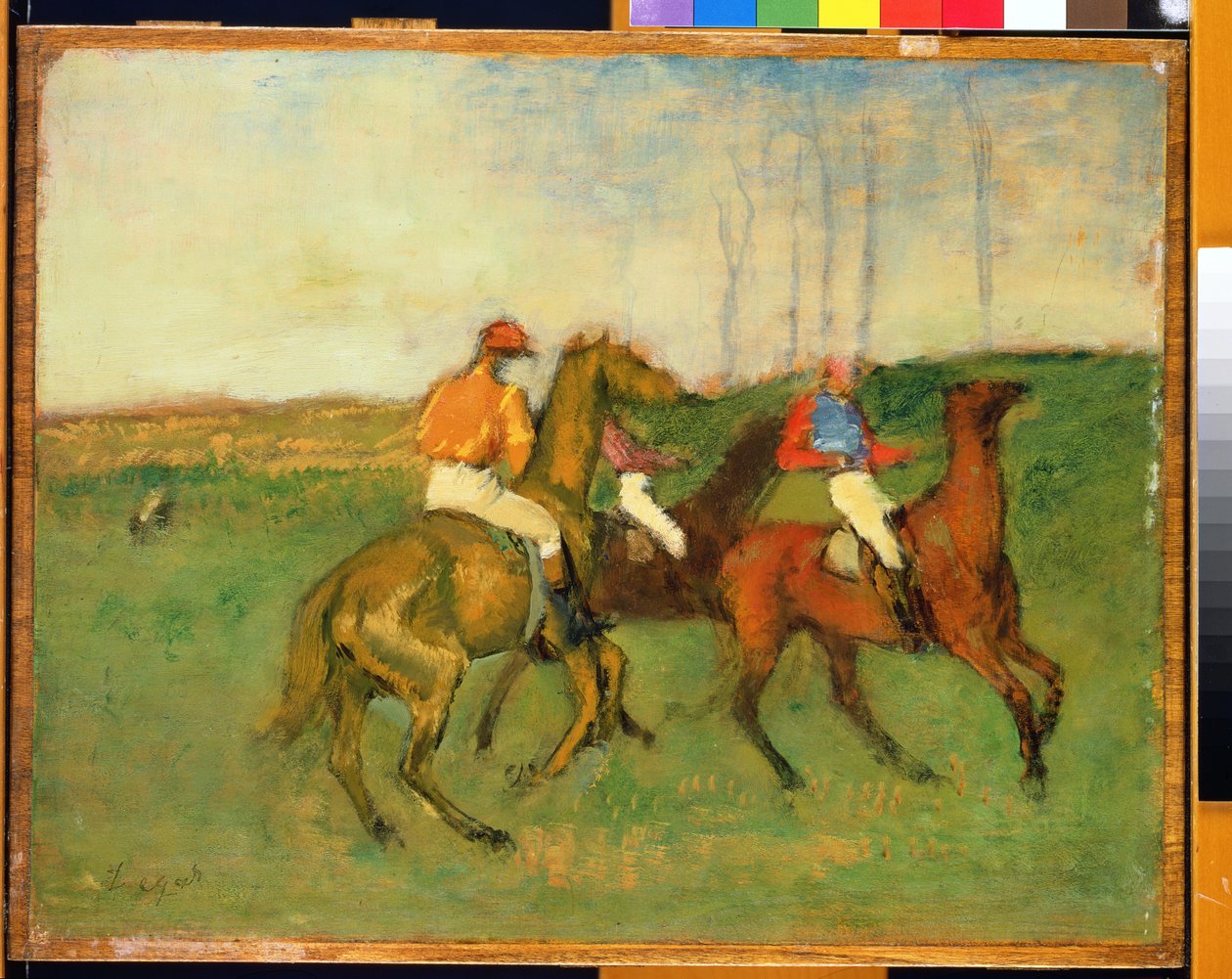 Jockeyer og væddeløbsheste, ca. 1890-95 af Edgar Degas