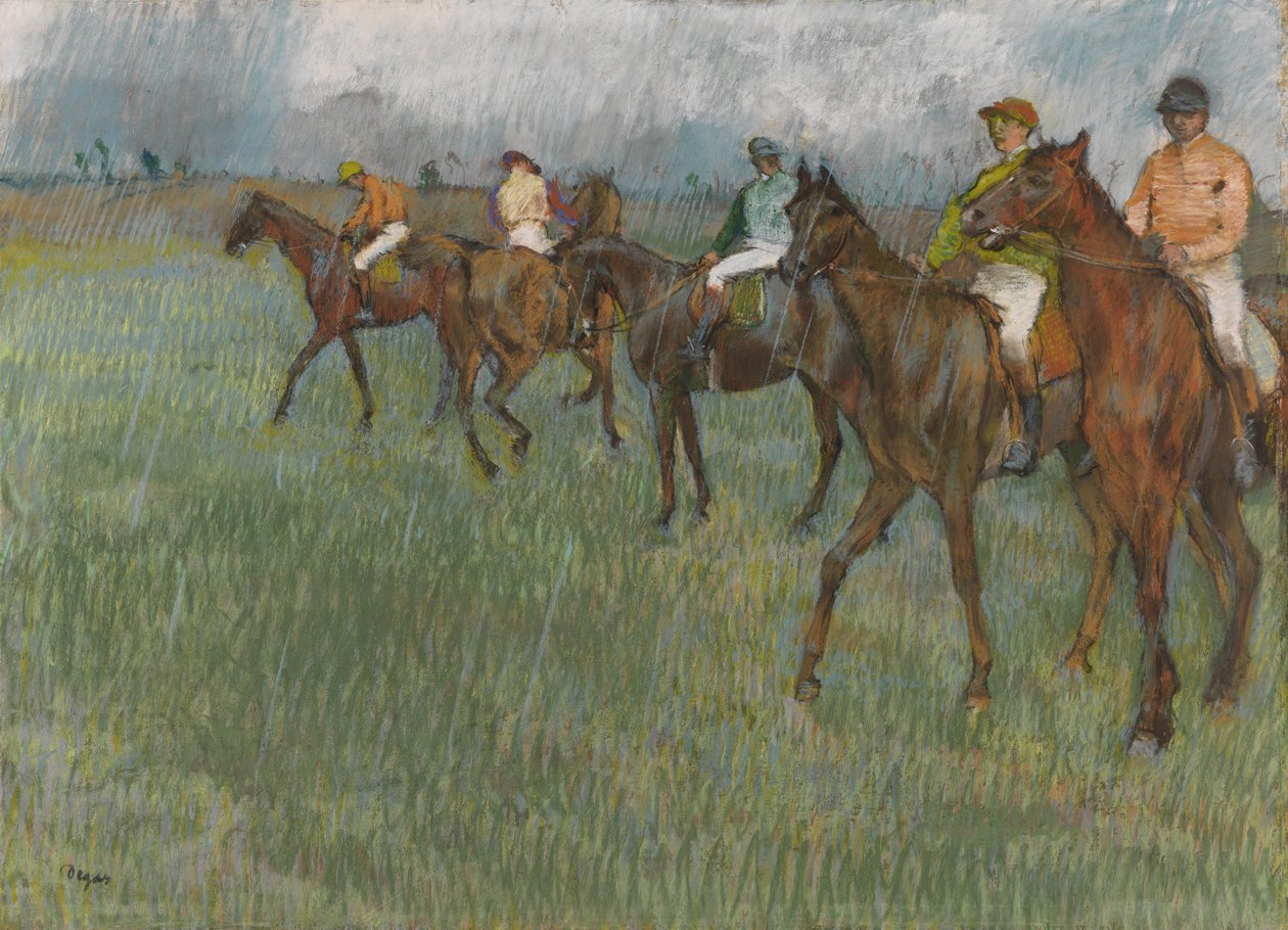 Jockeys in the Rain, ca. 1886 (pastel på papir) af Edgar Degas