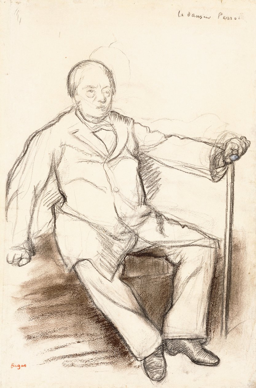 Jules Perrot, studie for Danseren Perrot, siddende, ca. 1880 af Edgar Degas