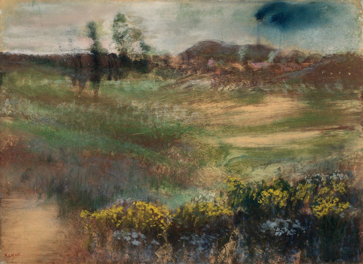 Landskab med skorstene af Edgar Degas