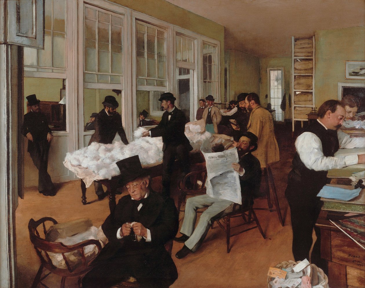 The Cotton Office i New Orleans af Edgar Degas