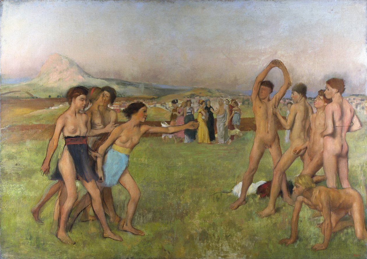 Små spartanske piger, der provokerer drenge. Omkring 1860-1862, Olie på lærred af Edgar Degas