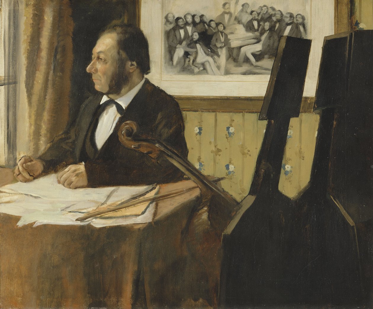 Louis-Marie Pilet, cellist i Paris Operas orkester, 1868-1869 af Edgar Degas