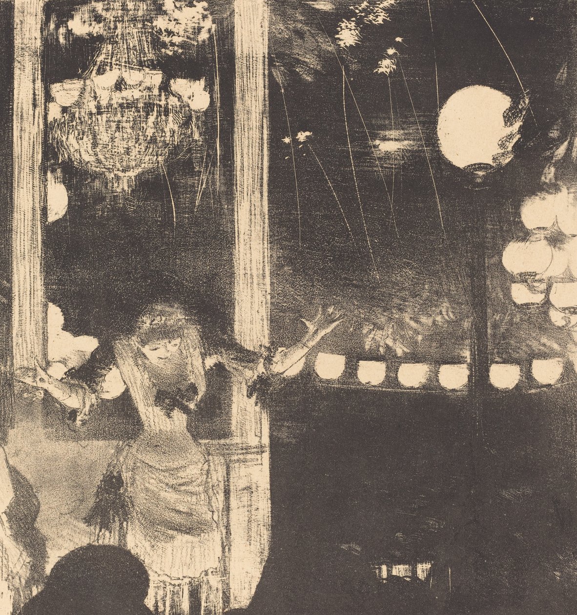 Mademoiselle Becat på Cafe des Ambassadeurs, ca. 1877 (litografi på indisk papir) af Edgar Degas