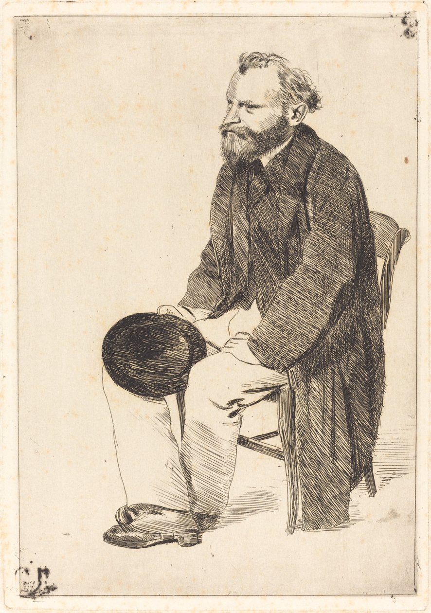 Manet siddende, drejet til venstre Manet siddende, venstredrejet, ca. 1861. af Edgar Degas