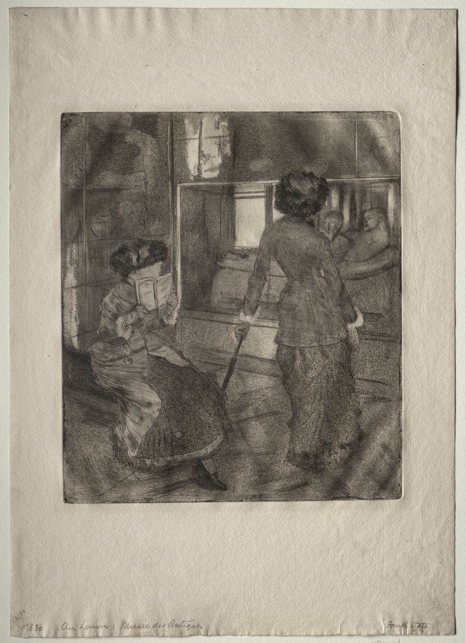 Mary Cassatt ved Louvre: Det Etruskiske Galleri, 1879-1880. af Edgar Degas