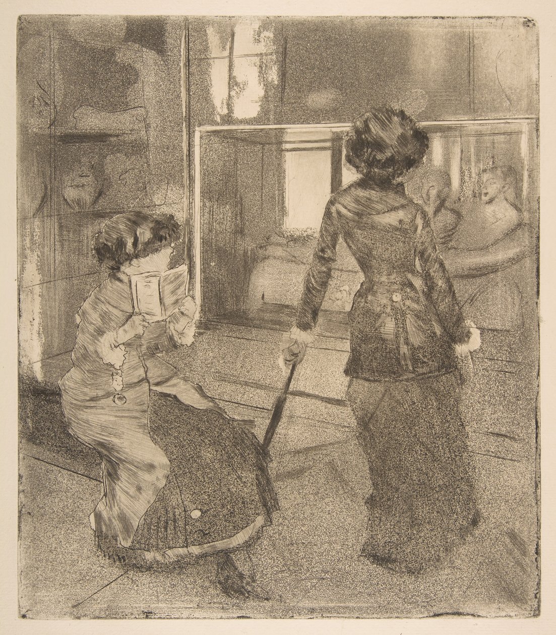 Mary Cassatt ved Louvre: Det Etruskiske Galleri, 1879-80. af Edgar Degas