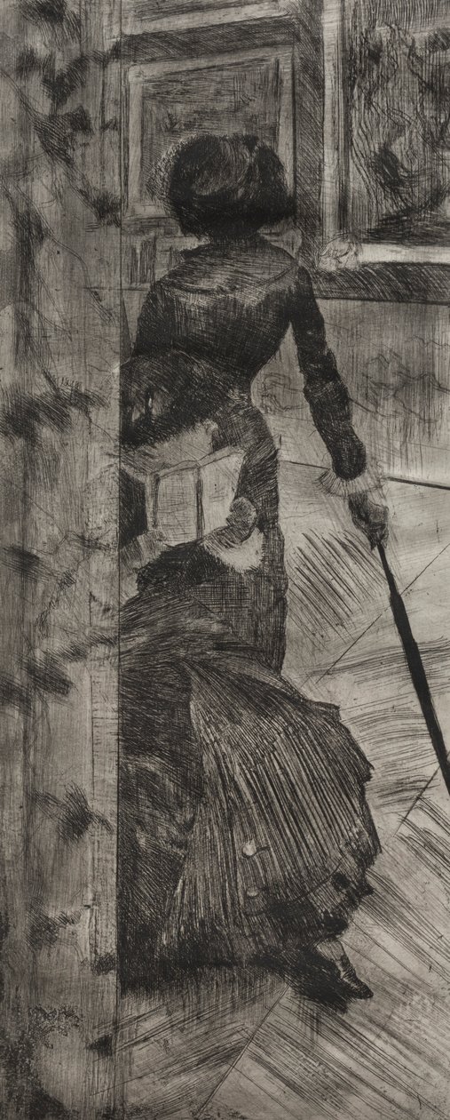 Mary Cassatt ved Louvre: The Paintings Gallery, 1879-1880. af Edgar Degas