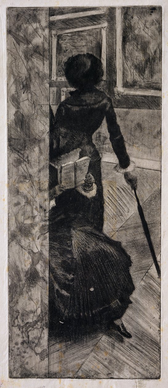 Mary Cassatt ved Louvre, The Paintings Gallery, 1879-80 af Edgar Degas