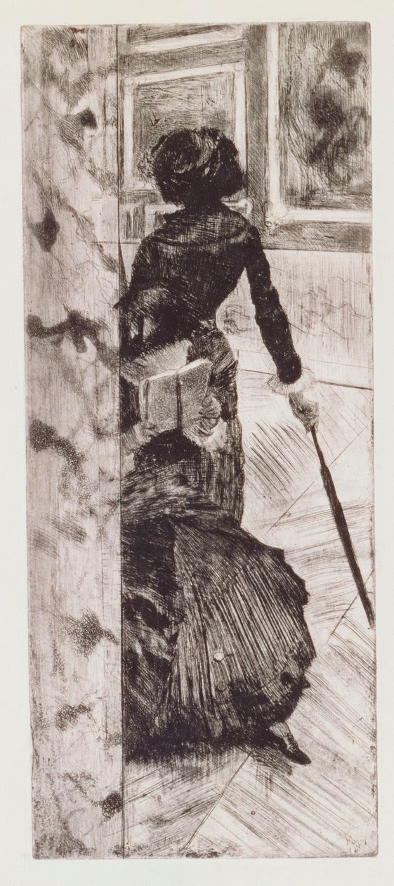 Mary Cassatt ved Louvre: The Paintings Gallery, 1879-80 af Edgar Degas