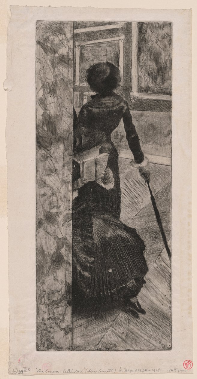 Mary Cassatt i malerigalleriet på Louvre af Edgar Degas