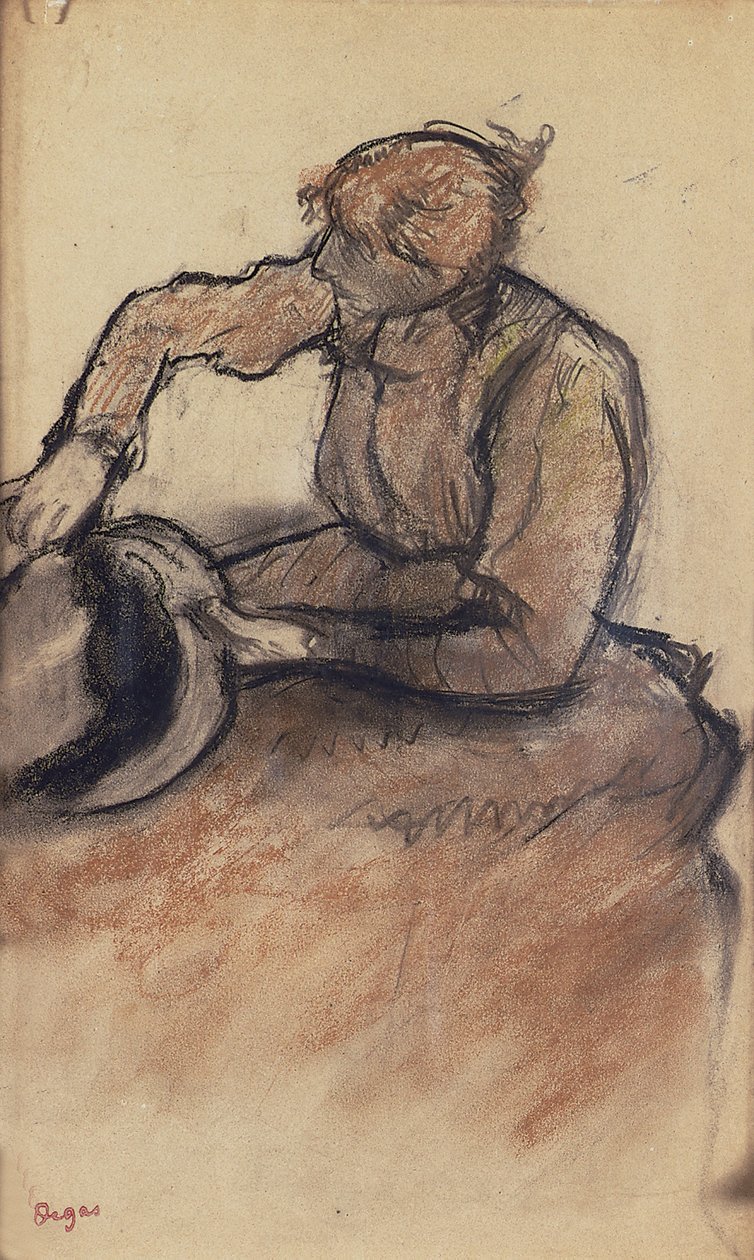 Milliner trimmer en hat, ca. 1898 af Edgar Degas