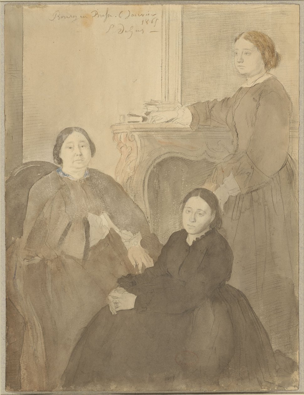 Rouva Michel Musson ja hänen tyttärensä, Estelle ja Désirée af Edgar Degas
