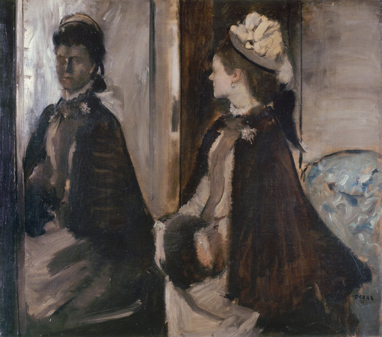 Fru Jeantaud i spejlet, ca. 1875 af Edgar Degas