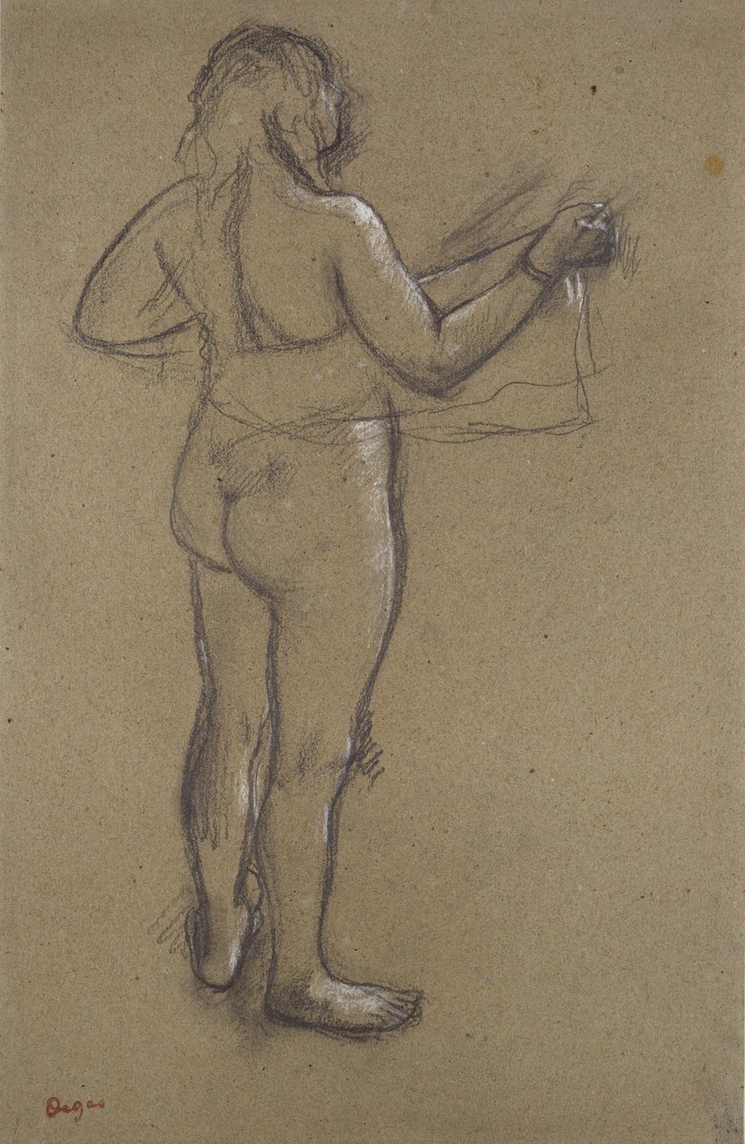 Nøgen kvinde tørrer sig selv af Edgar Degas