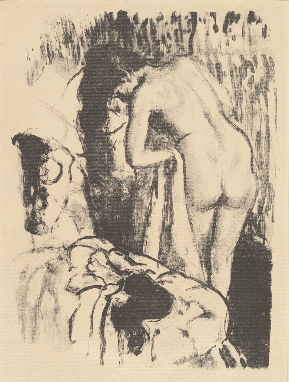Nøgen kvinde stående, tørrer sig (Femme nue debout, a sa toilette), ca. 1890 af Edgar Degas