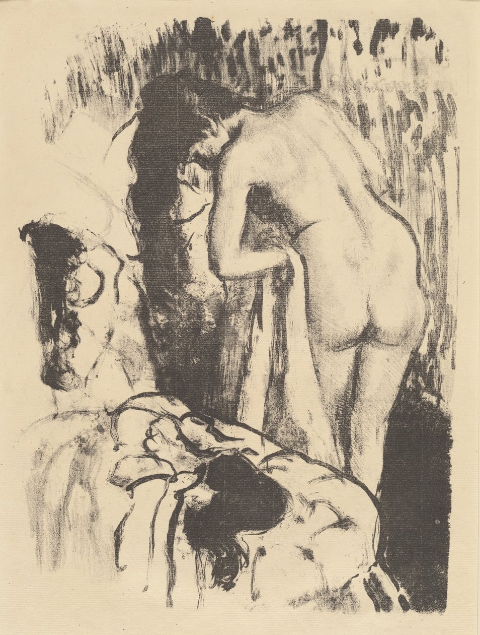 Nøgen kvinde stående, tørrer sig Femme nue debout, a sa toilette, ca. 1890. af Edgar Degas