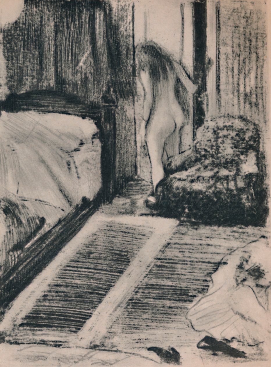 Nøgen kvinde ved døren til hendes værelse, ca. 1879, 1946 af Edgar Degas