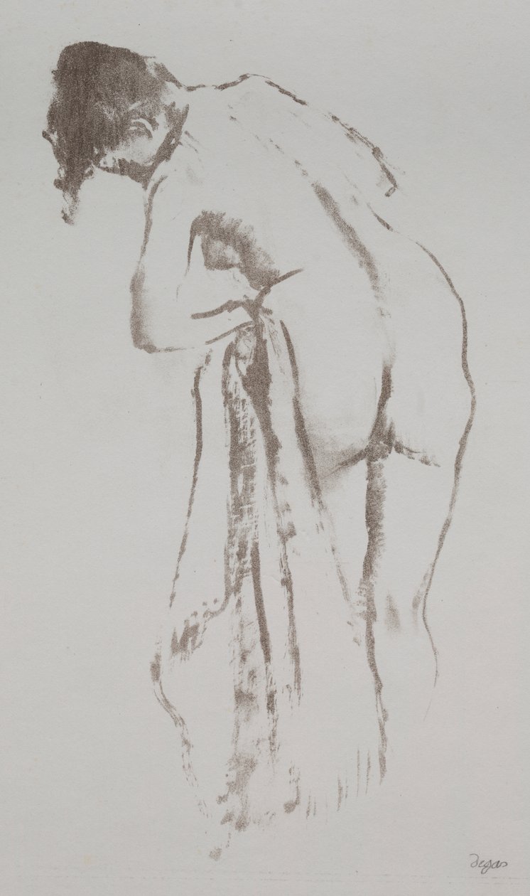 Nøgen kvinde med håndklæde, stående af Edgar Degas