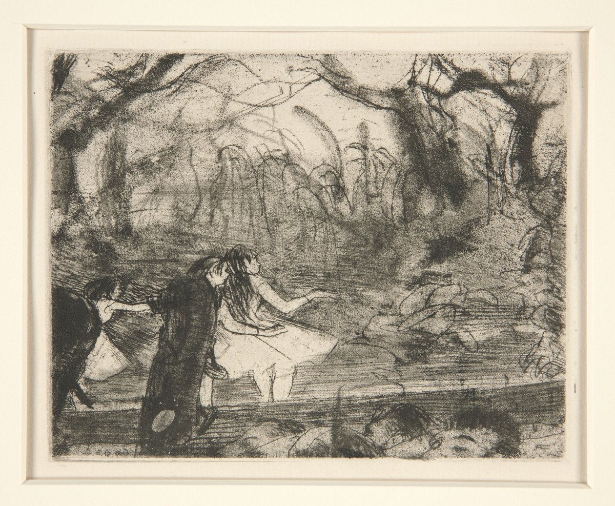 On Stage III, 1877 (blød jordætsning og roulette på papir) af Edgar Degas