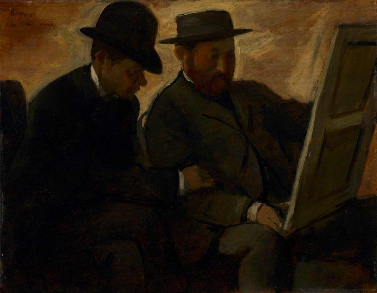 Paul Lafond og Alphonse Cherfils undersøger et maleri af Edgar Degas
