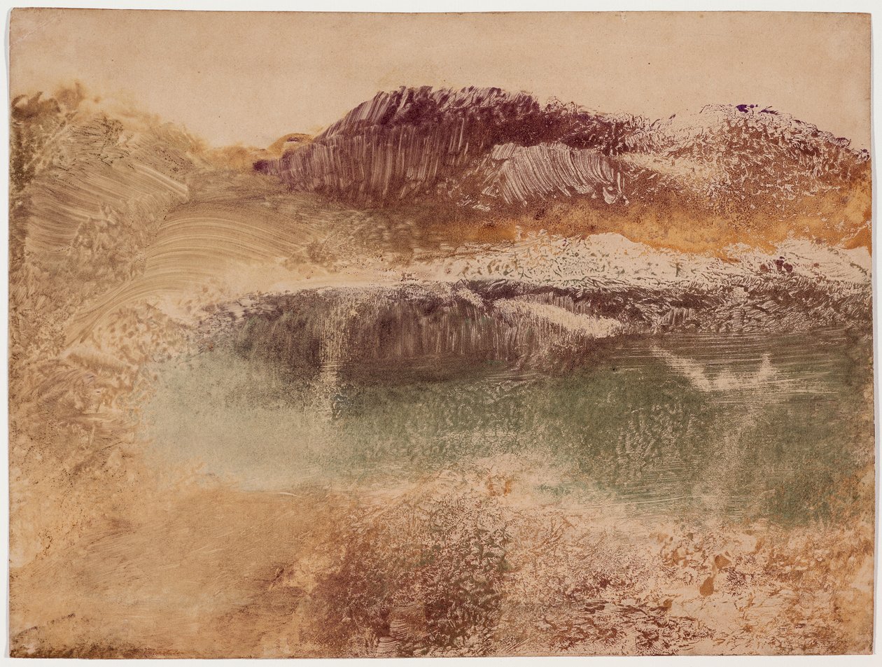 Paysage Roux, ca. 1890 (monotype på papir) af Edgar Degas