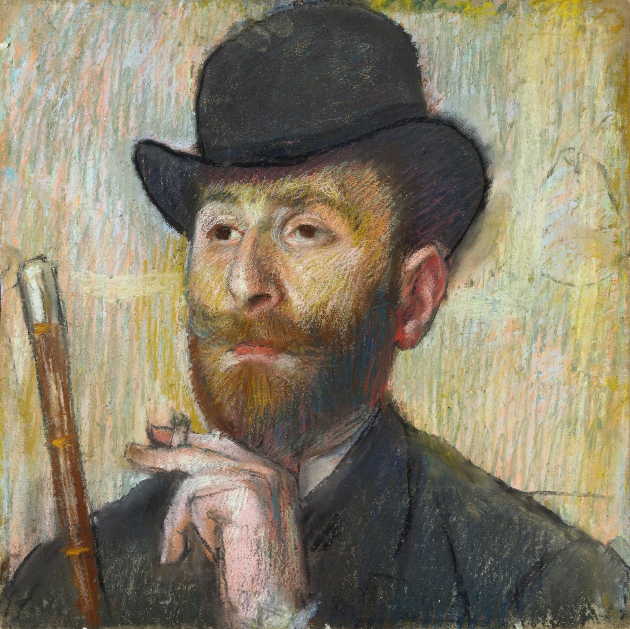 ""Portræt af den franske maler Zakar Zakarian"" (Portræt af maleren Zakar Zakarian (1849-1923)) Pastelmaleri af Edgar Degas (1834-1917), ca. 1885 Dim 39,7x39,7 cm Privat samling af Edgar Degas