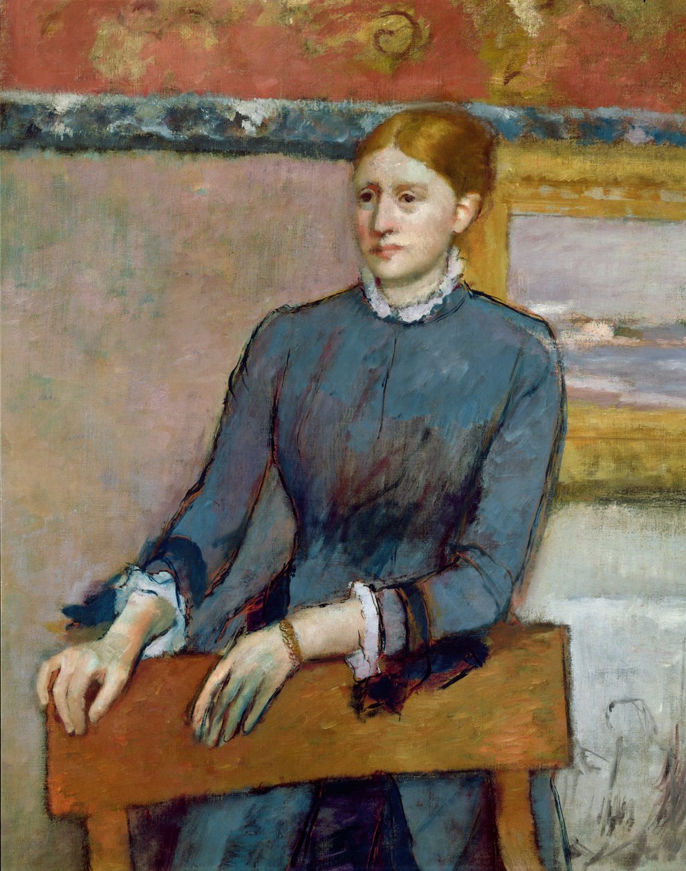 Portræt af Helene Rouart i hendes Fathers Study, detalje af Helene, c.1886 olie på lærred af Edgar Degas