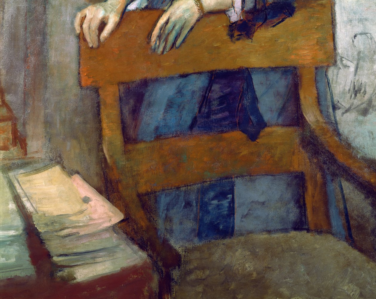 Portræt af Helene Rouart i hendes Fathers Study, detalje af stolen, ca. 1886 (detalje af 9968) af Edgar Degas