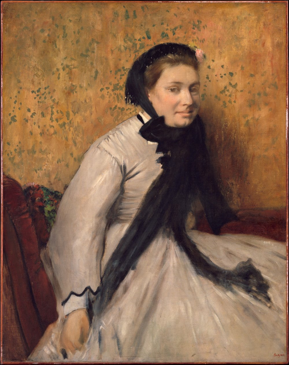 Portræt af en kvinde i gråt af Edgar Degas