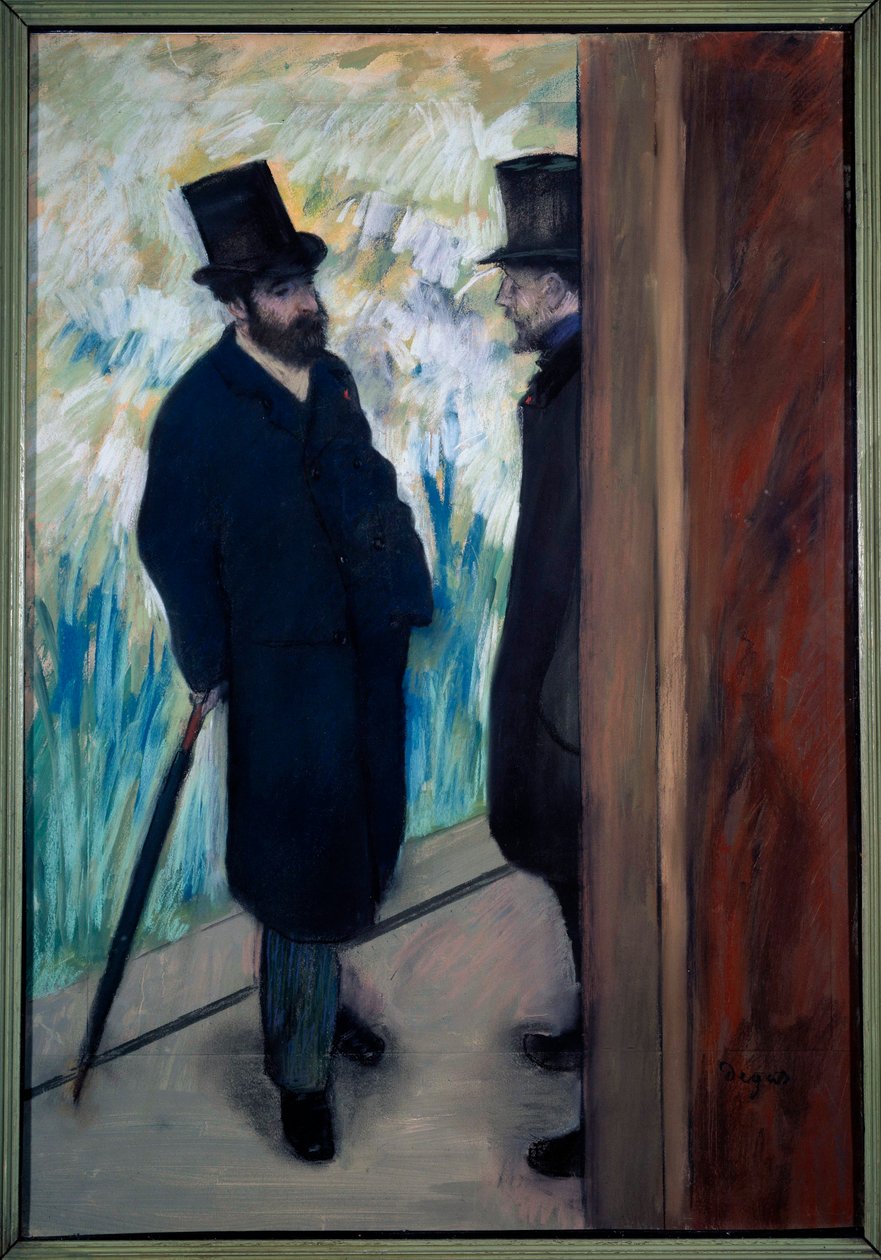 Portræt af dramatikeren og librettisten Ludovic Halevy og Albert Boulanger-Cave bag kulisserne på Opera Pastel af Edgar Degas (1834-1917) 1879 Søn. 0,75x0,55 m Paris, musee d